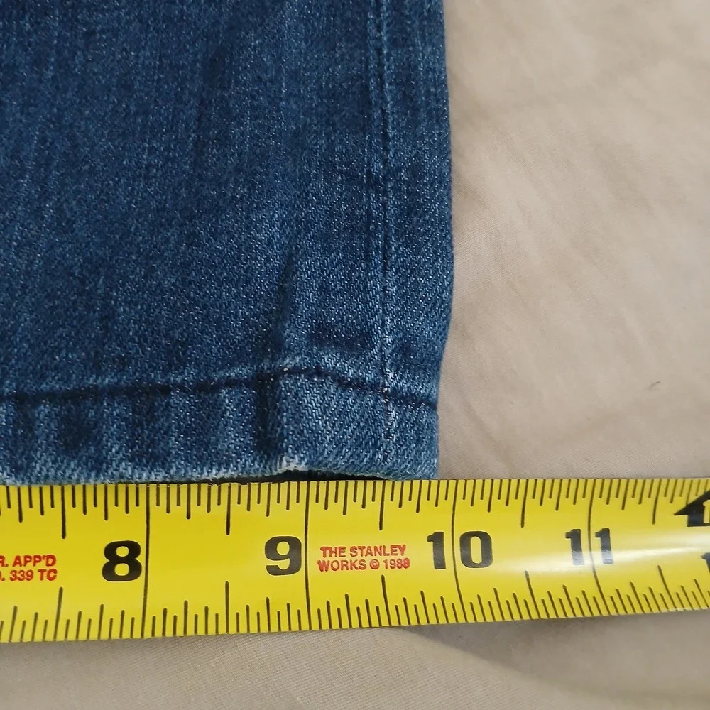 Rock Revival Preston Straight Jeans Mens 38x32 Blue Embroidered Pockets RJ8785T8